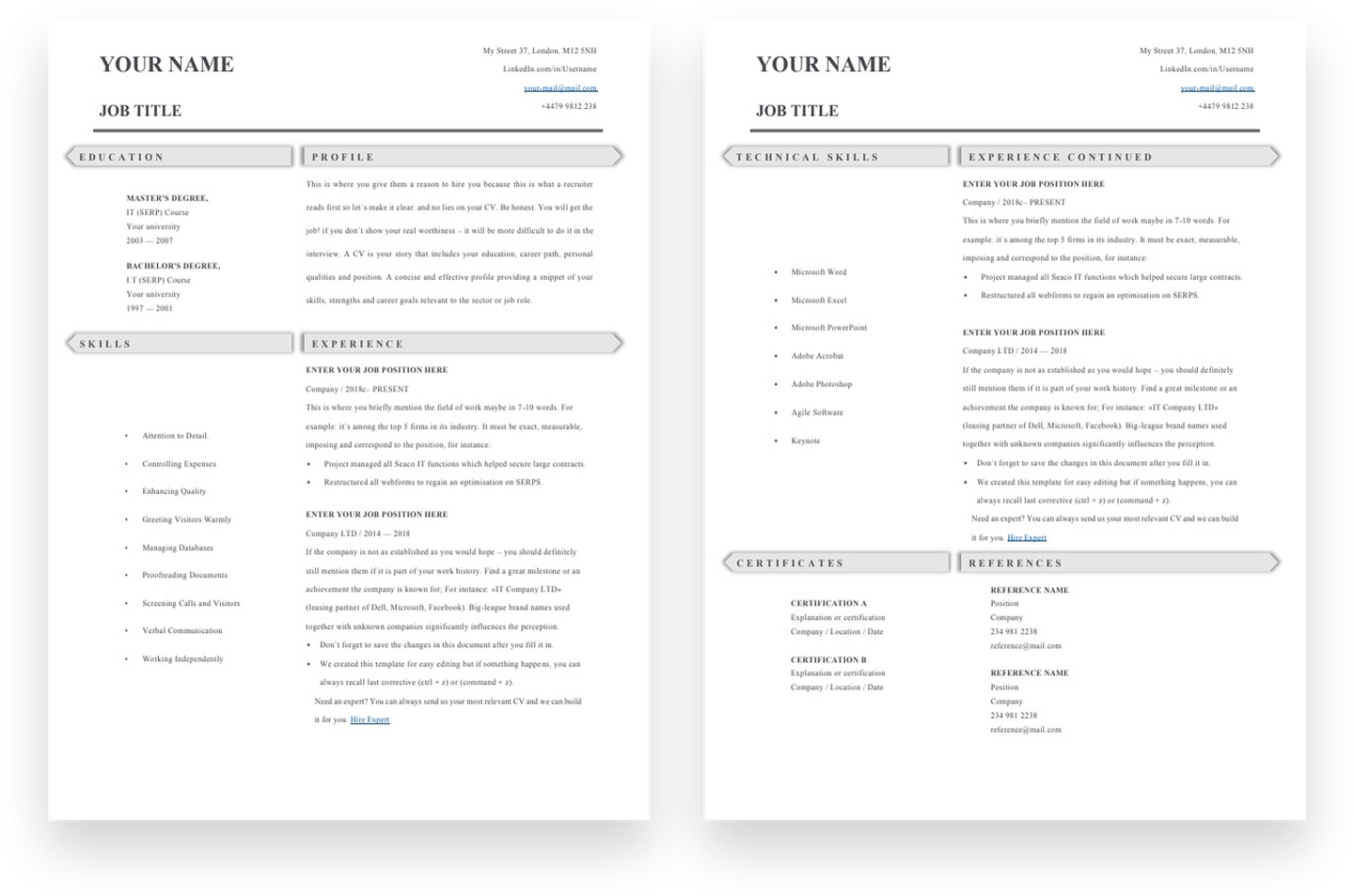 Retail Assistant 2 Page CV Template