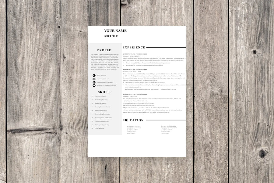 The Clean Resume, 1-Page CV Template