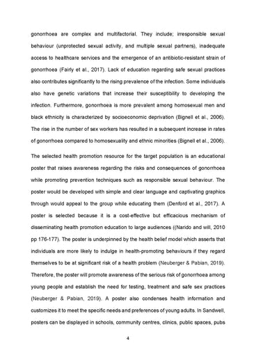Adult Nursing Health Promotion Paper: Gonorrhea Awareness