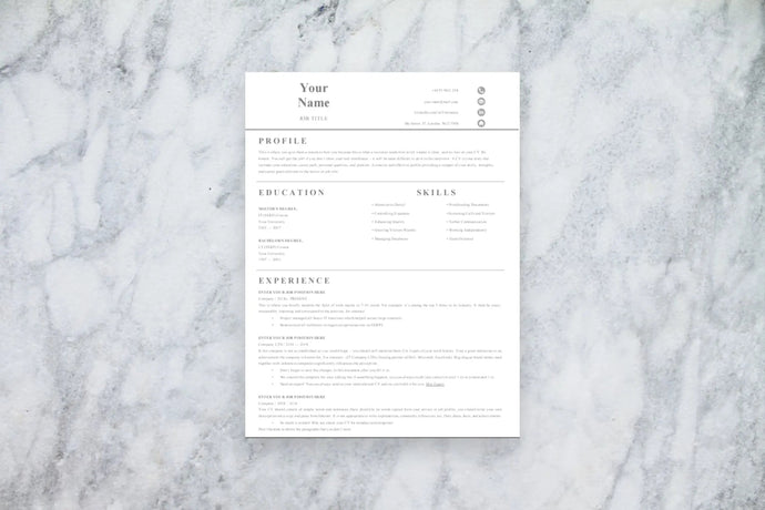 Basic 1 Page CV Resume Template - Grammarholic