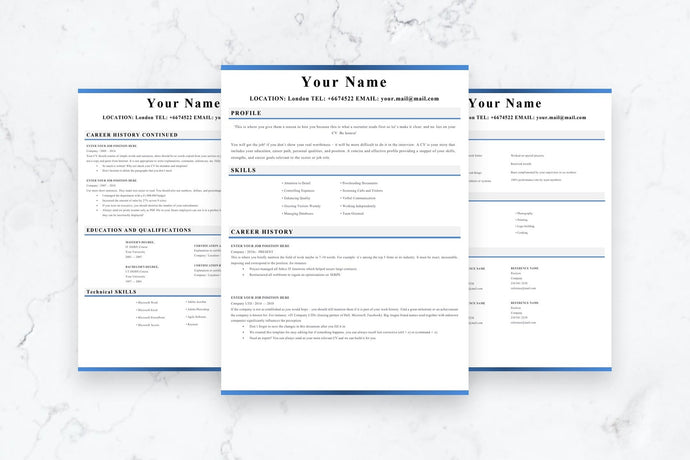 Clear Resume, 3 Page CV Template
