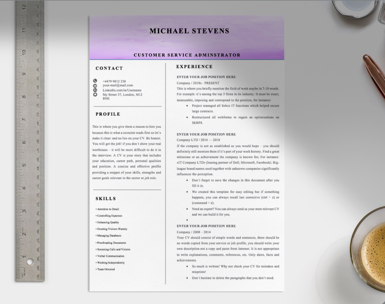 Customer Service Administrator CV - Grammarholic