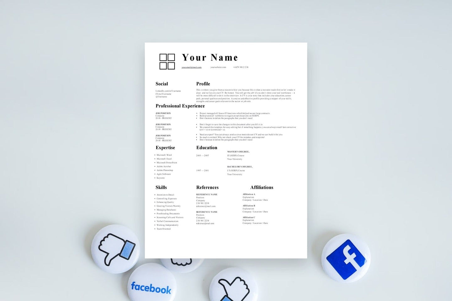 Marketing Resume, 1 Page CV Templates