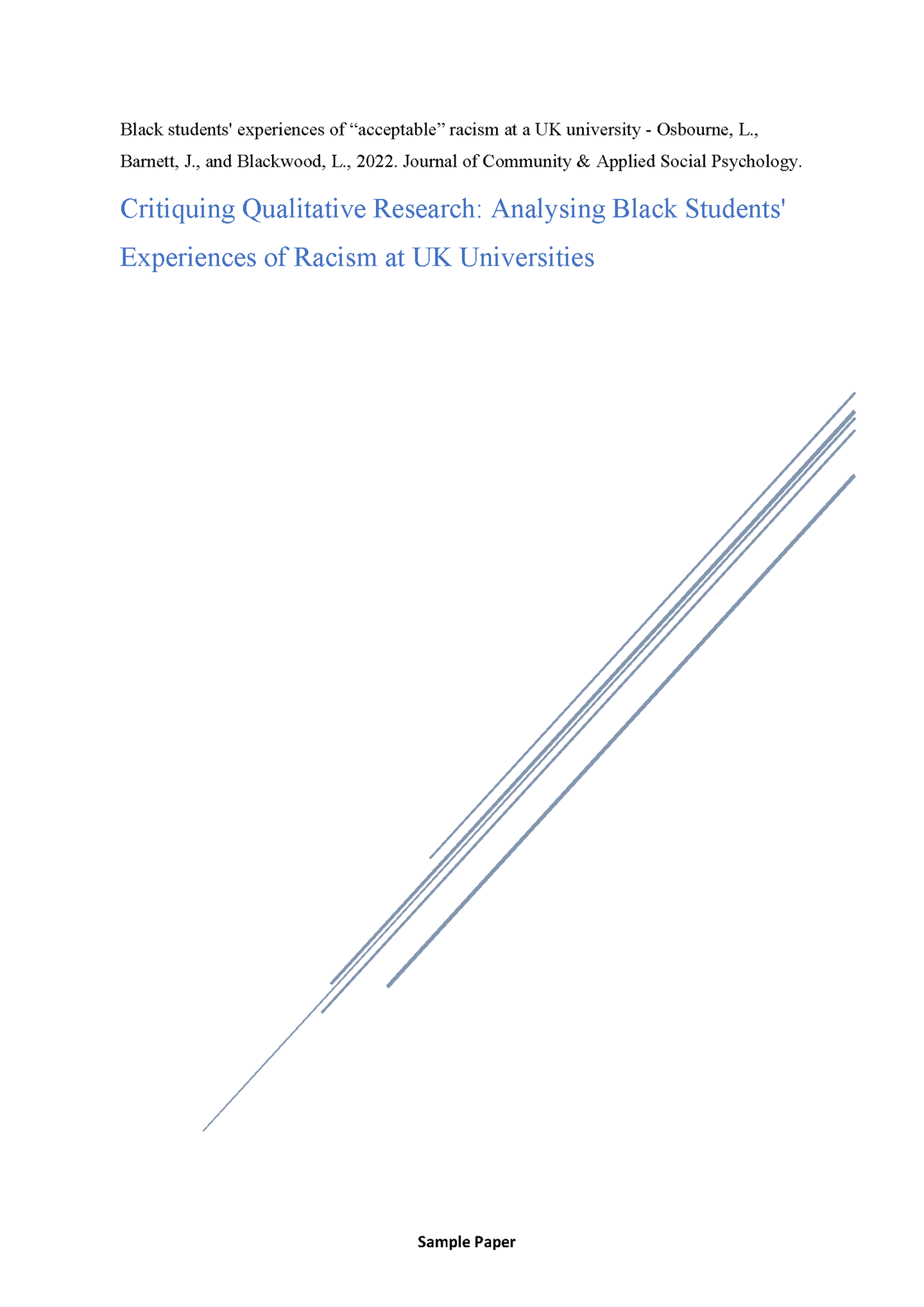 Sample Essay Paper - Critiquing Qualitative Research on Racism in UK Universities