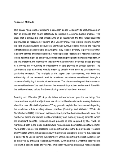 Sample Essay Paper - Critiquing Qualitative Research on Racism in UK Universities
