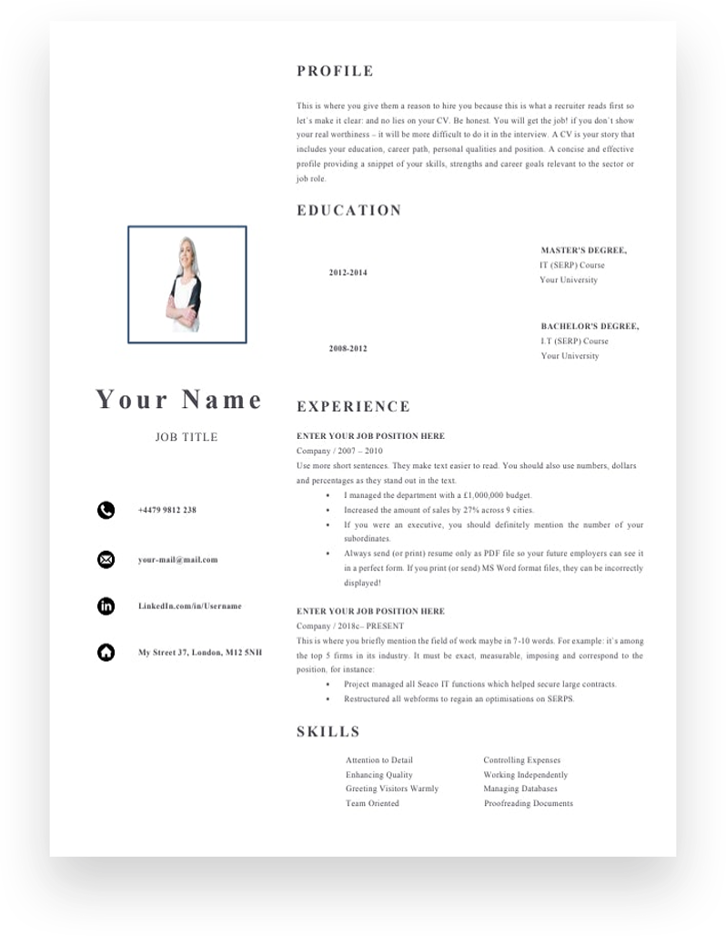 Store Assistant 1 Page CV Template | Grammarholic
