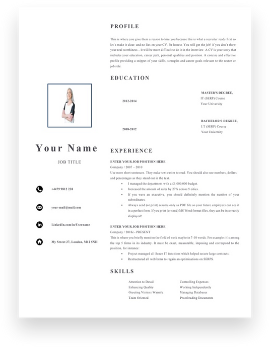 Store Assistant 1 Page CV Template
