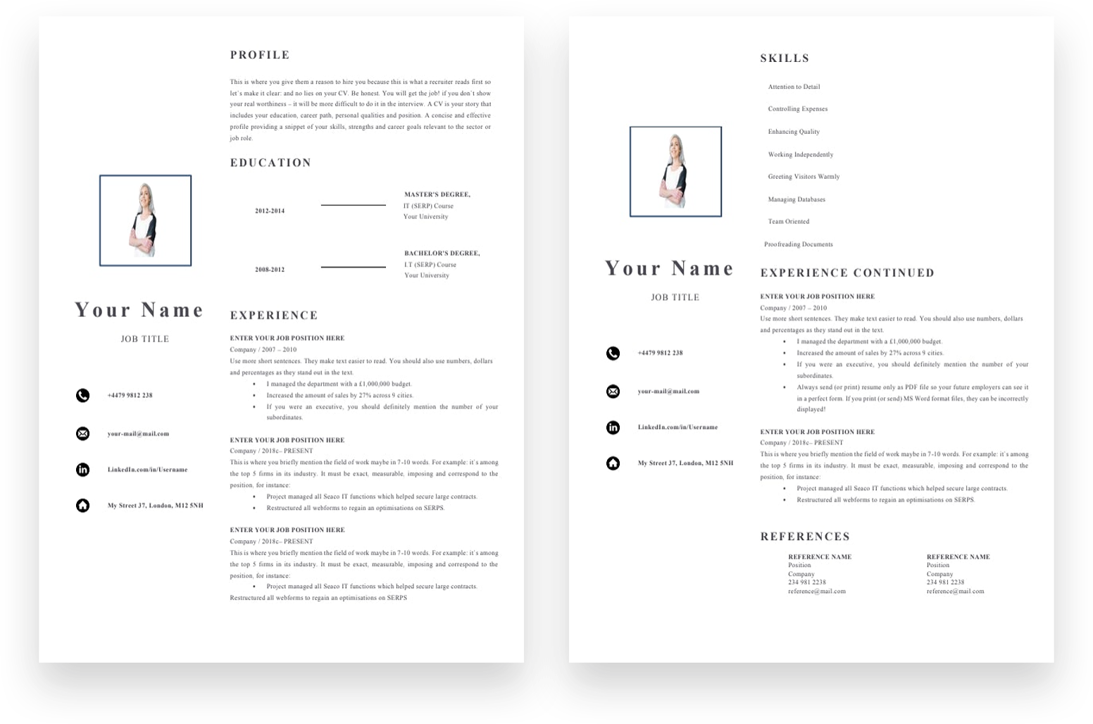 Store Assistant 2 Page CV Template | Grammarholic