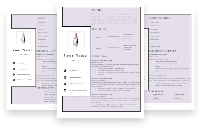 Store Assistant 3 Page CV Template Design
