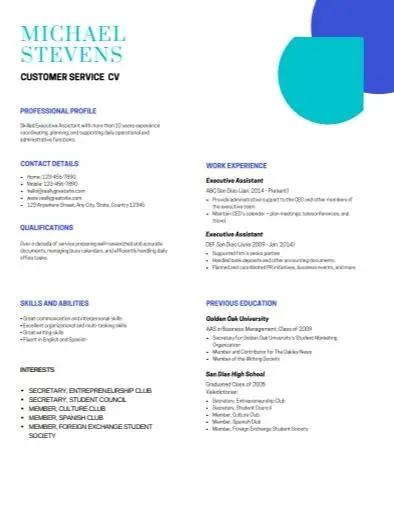 Customer Service CV, Crop Circle Template - Grammarholic