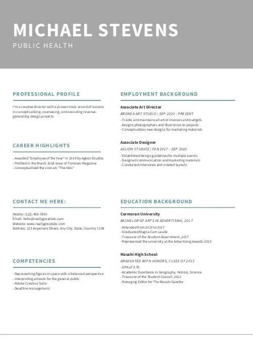 Public Health CV - Grammarholic