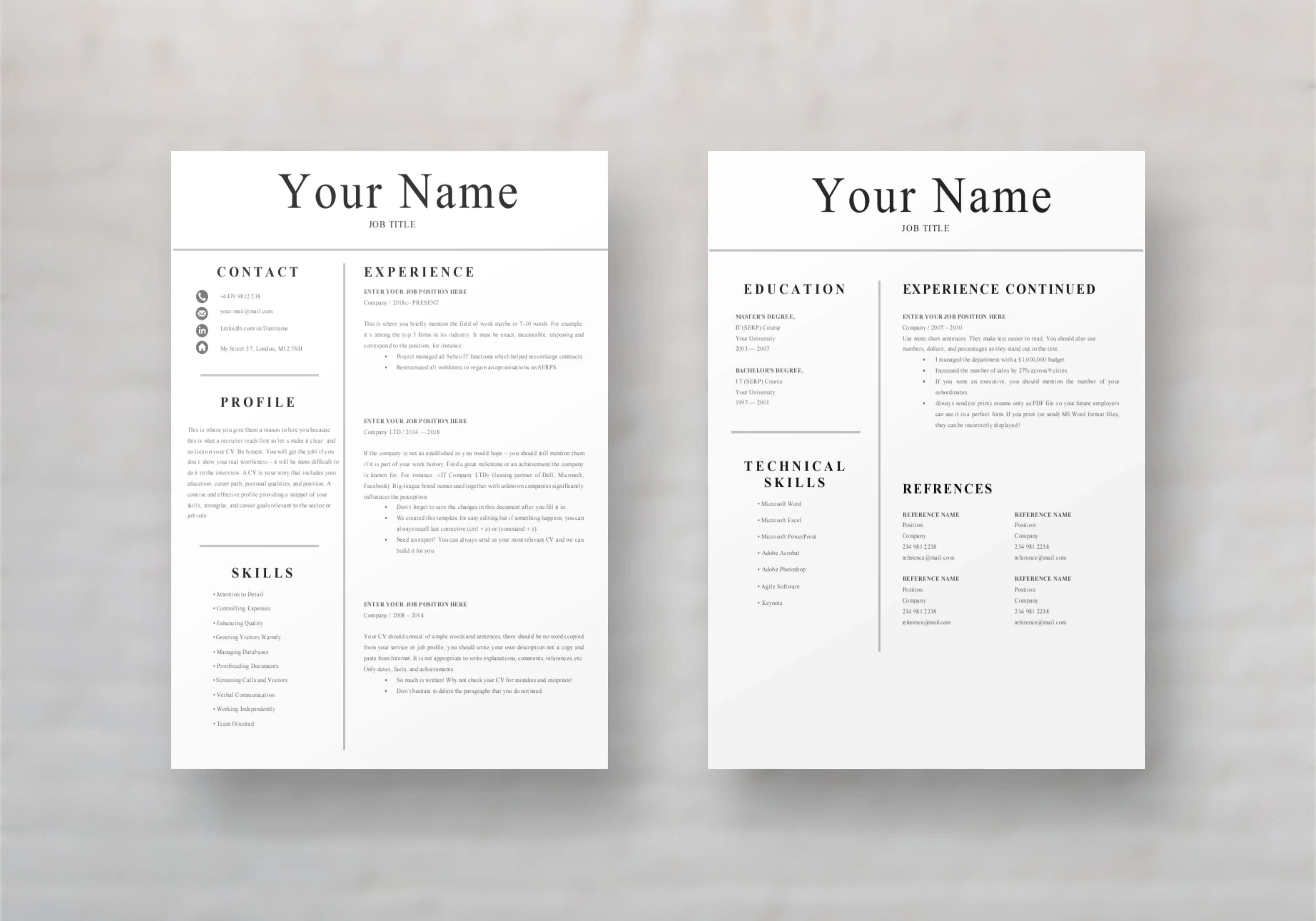 Modern 2 Page Cv, Resume Template | Grammarholic