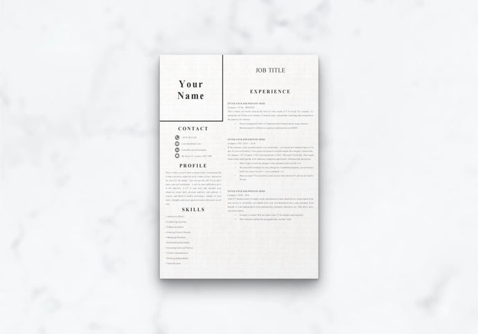 Easy 1 Page CV  Template