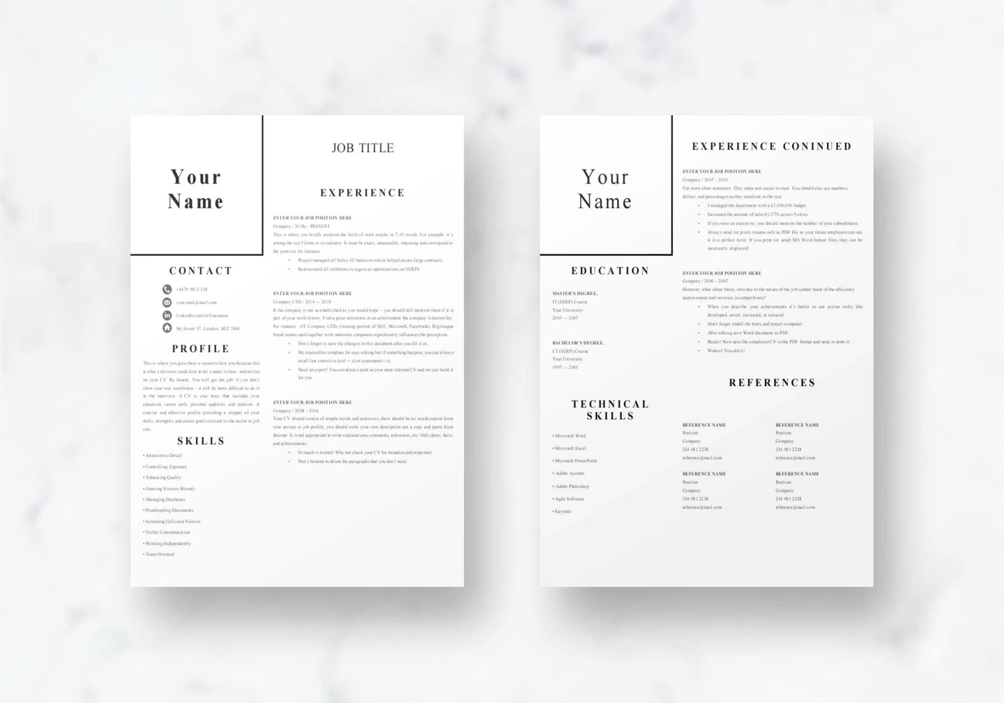 Easy 1-2 Page CV Resume Template