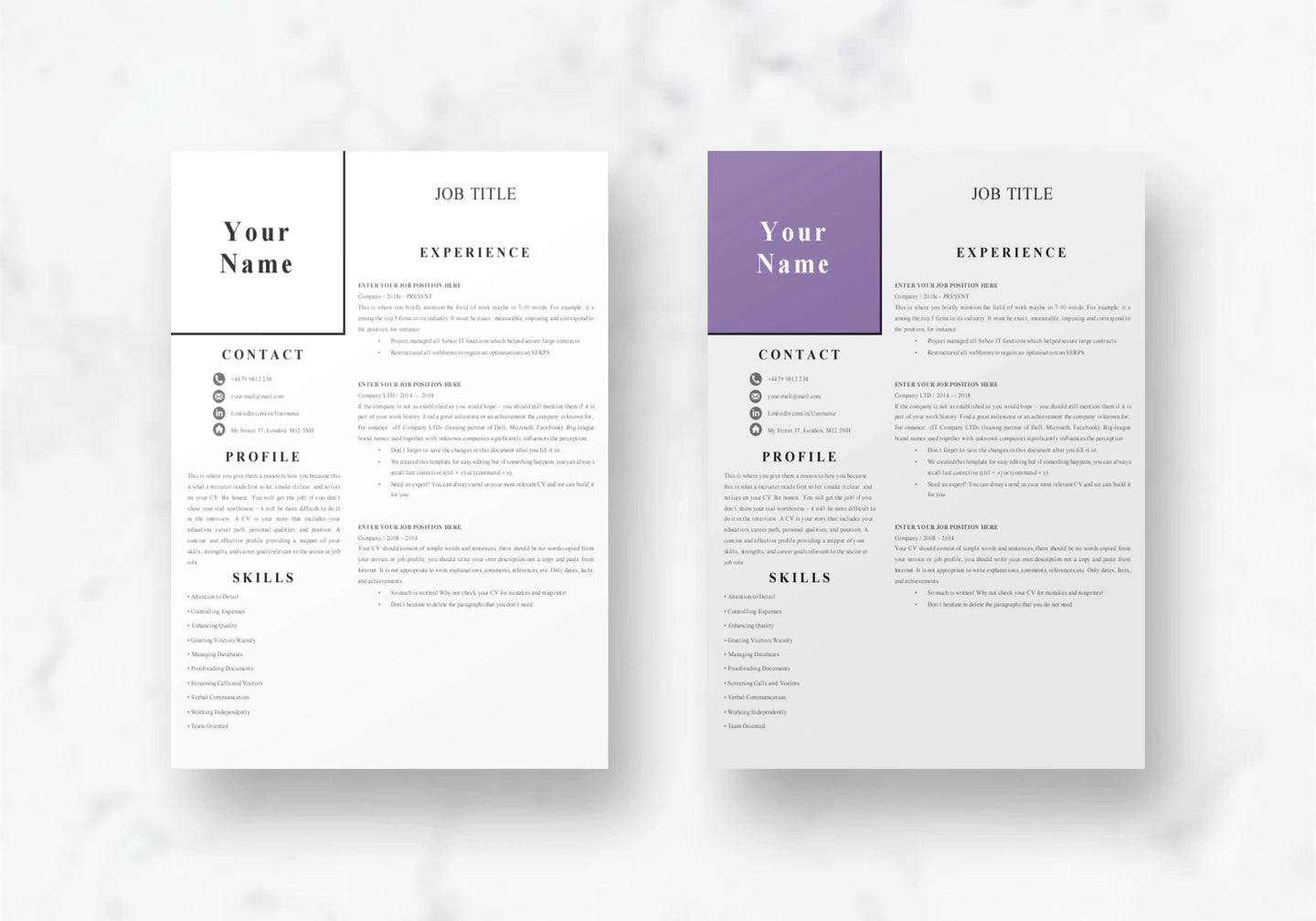 Easy 1-3 Page CV Resumer Template