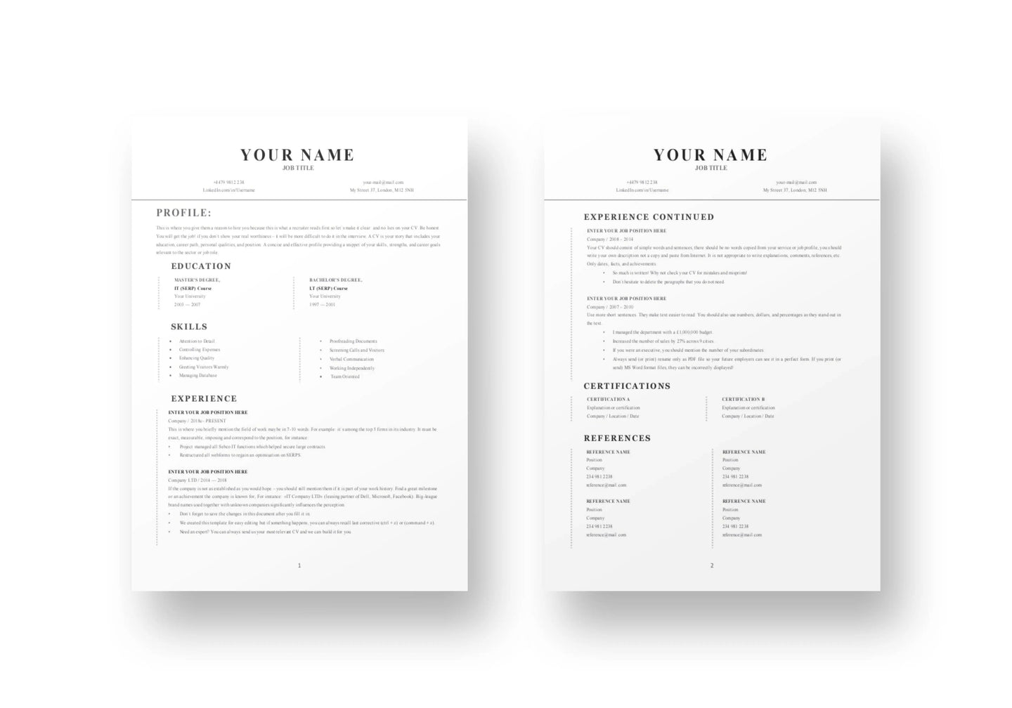 Smooth 2 Page Resume Template