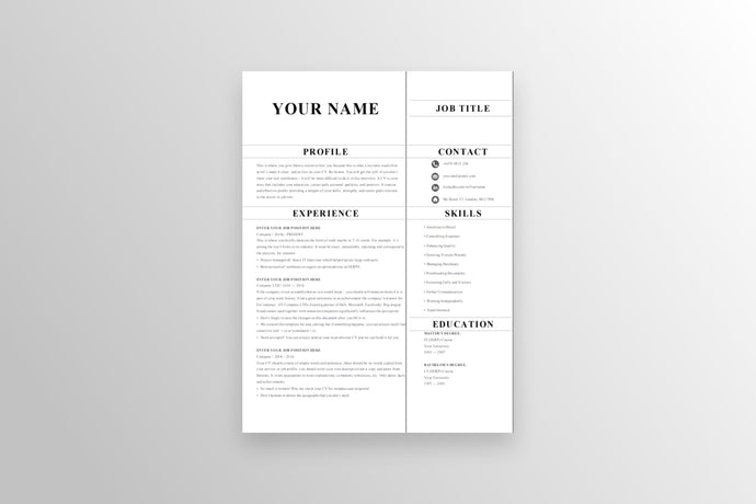 Winning 1 Page CV Resume Template - Grammarholic