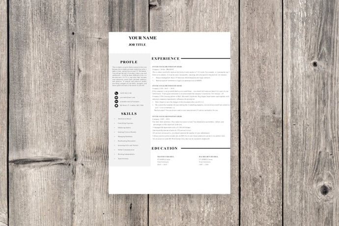 Clean 1 Page Resume Template