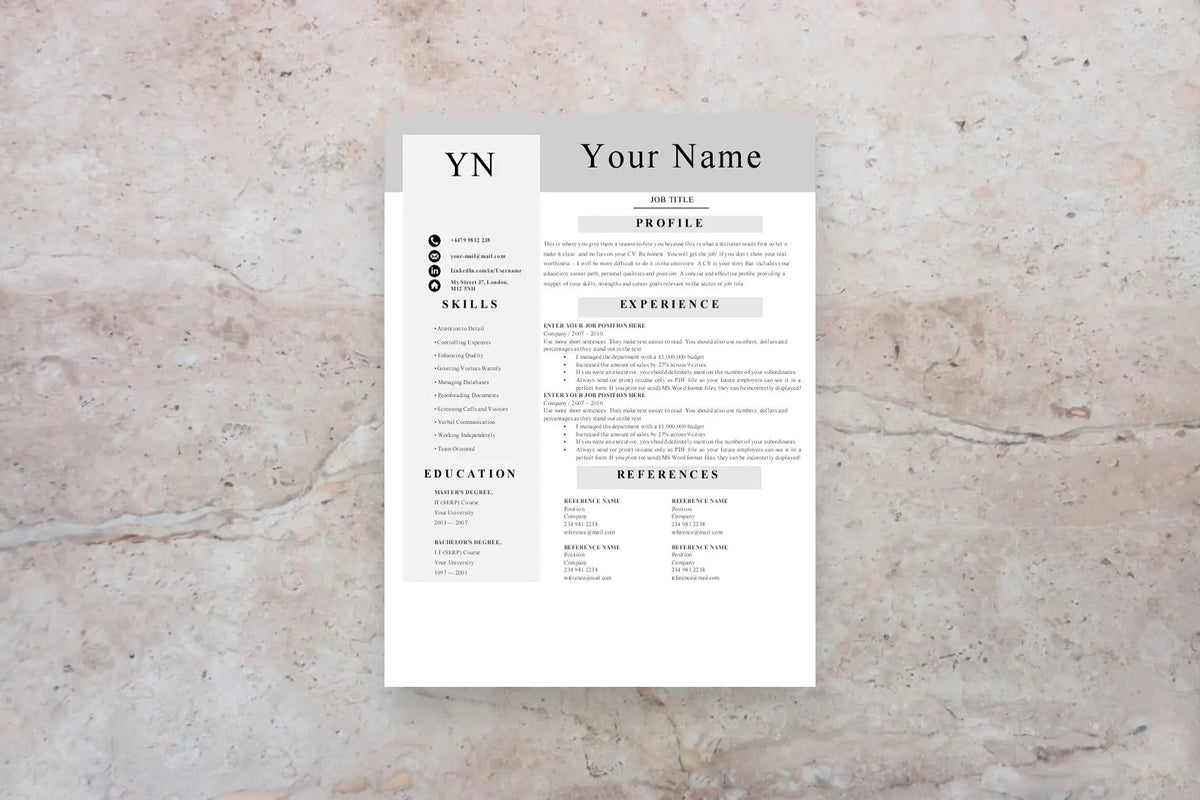 Executive Assistant Resume, 1 Page CV Template | Grammarholic