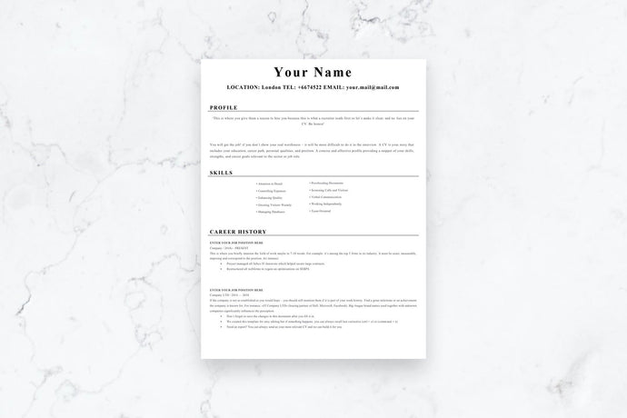 Clear Resume, 1 Page CV Template