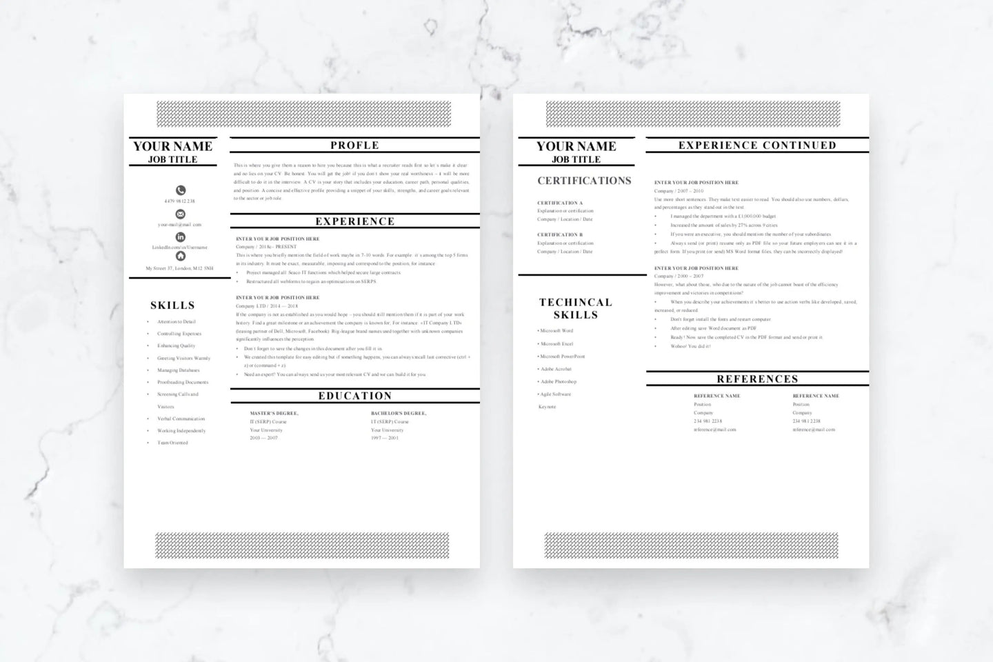 Career 2 Page CV, Resume Template | Grammarholic