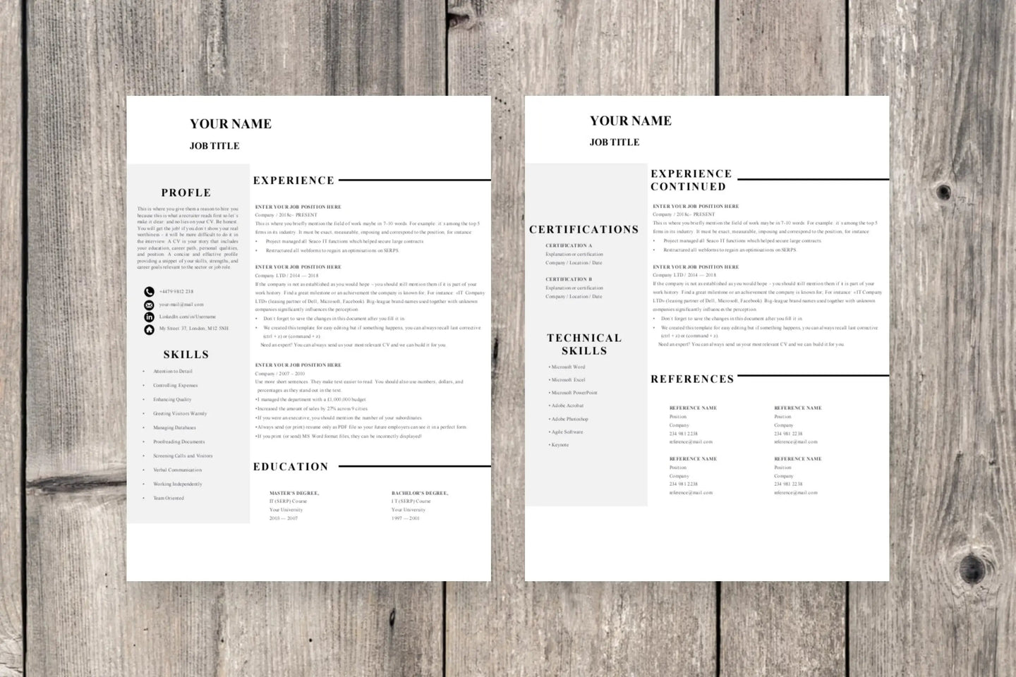 Clean 2 Page CV Resume Template - Grammarholic