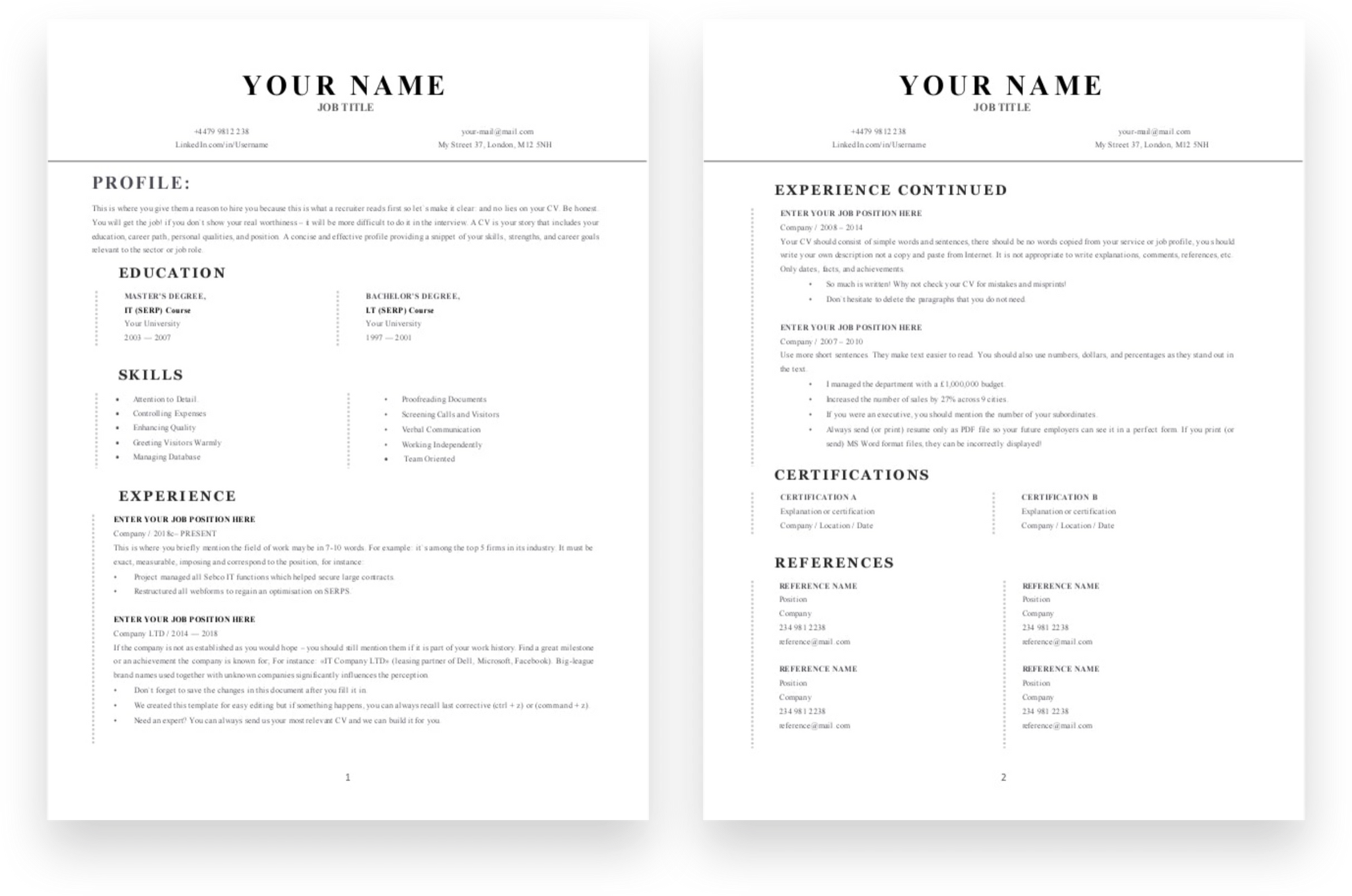 Cv Soft Copy Example Smooth CV, Resume Templates | Grammarholic